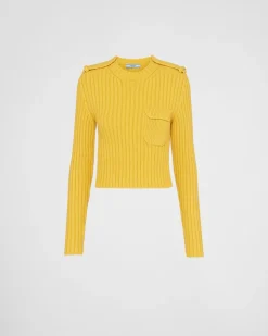 Mujer Prada TEJIDOS DE PUNTO^Jersey De Lana Y Cachemir Con Cuello Redondo