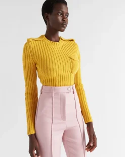 Mujer Prada TEJIDOS DE PUNTO^Jersey De Lana Y Cachemir Con Cuello Redondo