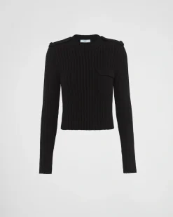 Mujer Prada TEJIDOS DE PUNTO^Jersey De Lana Y Cachemir Con Cuello Redondo