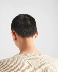 Hombre Prada TEJIDOS DE PUNTO^Jersey De Lino Y Cachemir Con Cuello De Pico