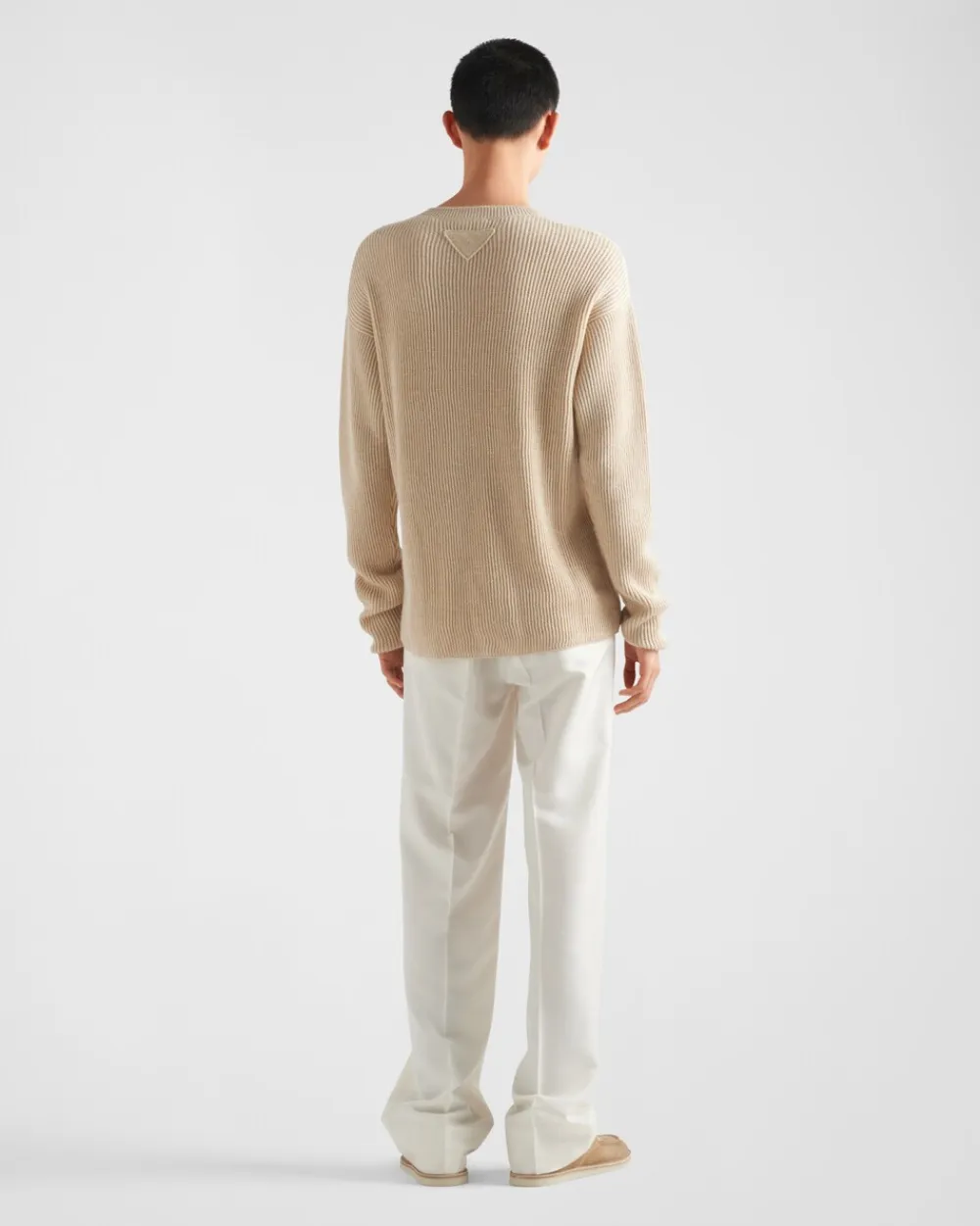 Hombre Prada TEJIDOS DE PUNTO^Jersey De Lino Y Cachemir Con Cuello De Pico