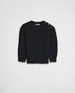 Mujer Prada TEJIDOS DE PUNTO^Jersey De Mohair Bouclé De Cuello Redondo