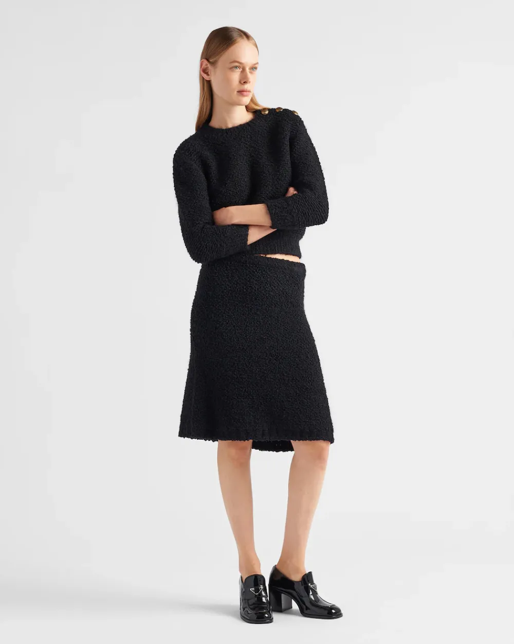 Mujer Prada TEJIDOS DE PUNTO^Jersey De Mohair Bouclé De Cuello Redondo