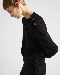 Mujer Prada TEJIDOS DE PUNTO^Jersey De Mohair Bouclé De Cuello Redondo
