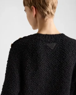 Mujer Prada TEJIDOS DE PUNTO^Jersey De Mohair Bouclé De Cuello Redondo