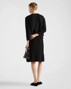 Mujer Prada TEJIDOS DE PUNTO^Jersey De Mohair Bouclé De Cuello Redondo
