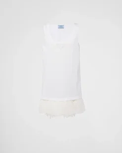 Mujer Prada VESTIDOS^Jersey De Punto Con Ribete De Plumas