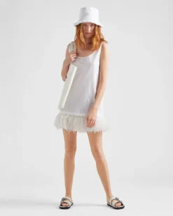 Mujer Prada VESTIDOS^Jersey De Punto Con Ribete De Plumas