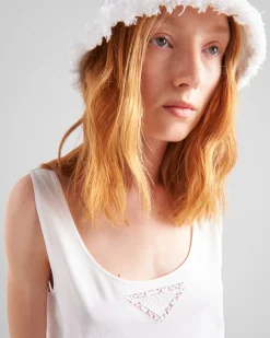 Mujer Prada VESTIDOS^Jersey De Punto Con Ribete De Plumas