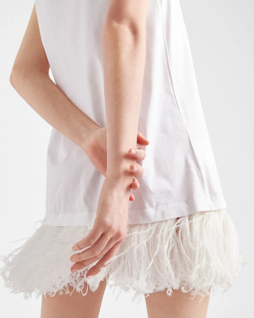 Mujer Prada VESTIDOS^Jersey De Punto Con Ribete De Plumas