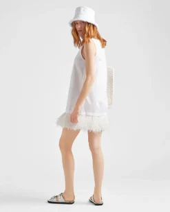 Mujer Prada VESTIDOS^Jersey De Punto Con Ribete De Plumas