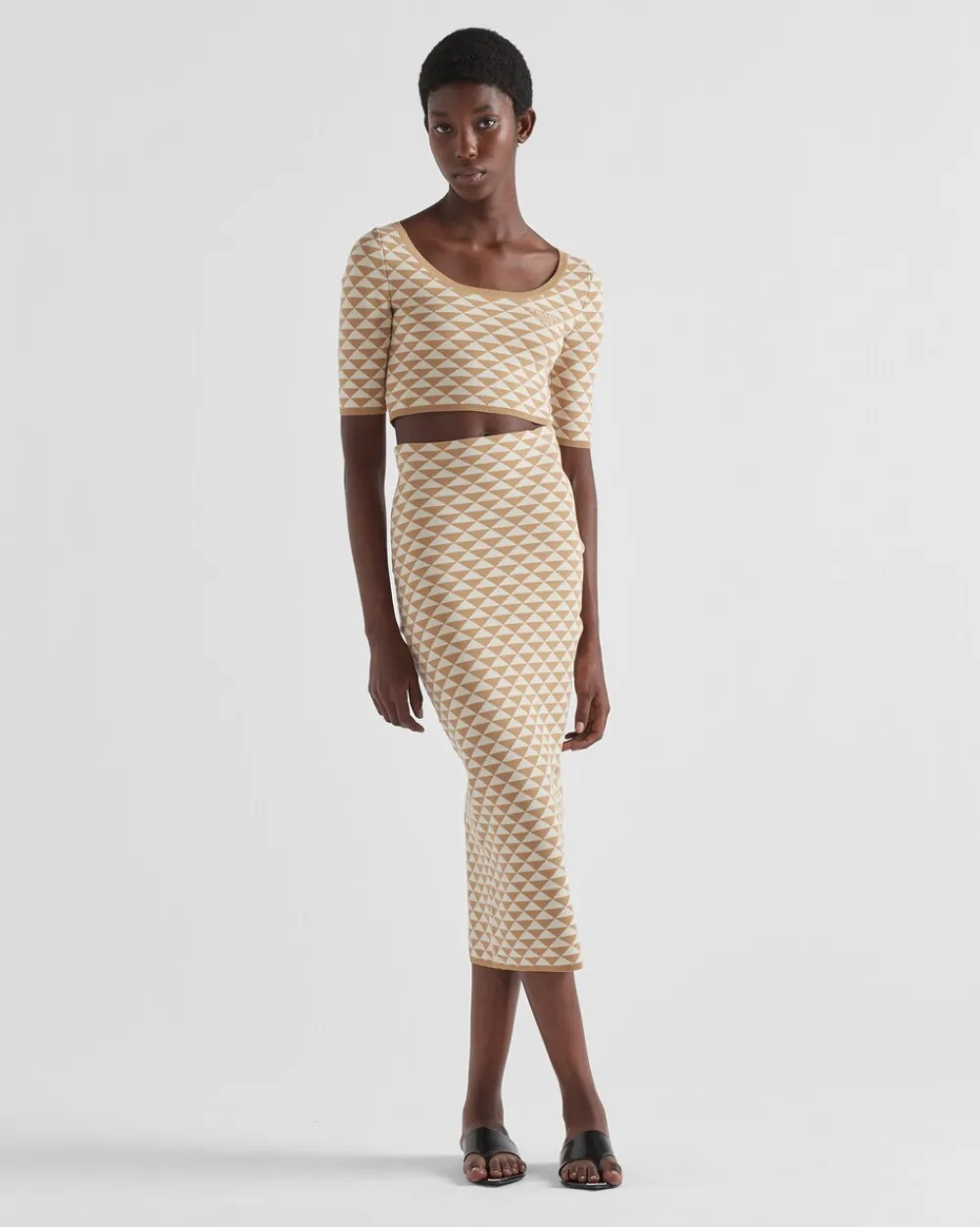 Mujer Prada TEJIDOS DE PUNTO^Jersey De Punto Jacquard De Algodón