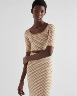 Mujer Prada TEJIDOS DE PUNTO^Jersey De Punto Jacquard De Algodón