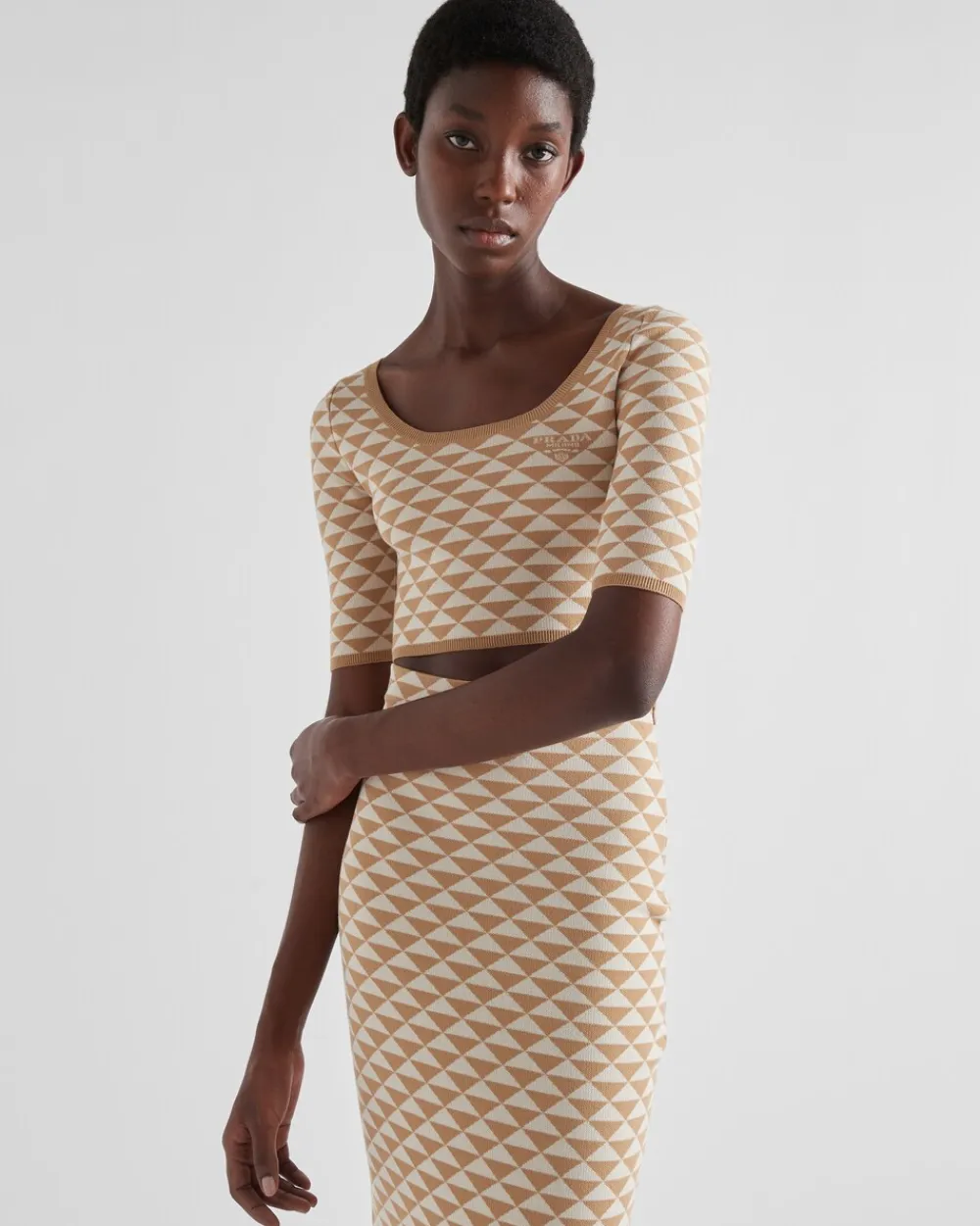 Mujer Prada TEJIDOS DE PUNTO^Jersey De Punto Jacquard De Algodón