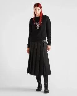 Mujer Prada TEJIDOS DE PUNTO^Jersey En Cachemir Y Lana Con Logo