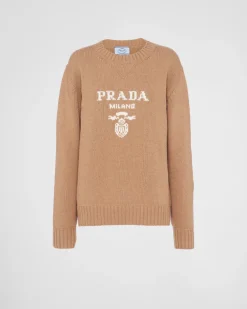 Mujer Prada TEJIDOS DE PUNTO^Jersey En Cachemir Y Lana Con Logo