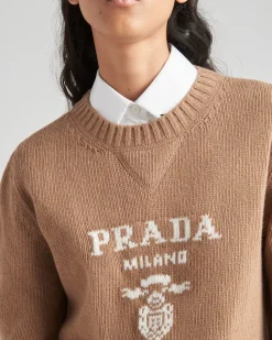 Mujer Prada TEJIDOS DE PUNTO^Jersey En Cachemir Y Lana Con Logo