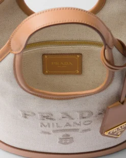 Mujer Prada PRADA SUMMER BAGS|BOLSOS DE HOMBRO^Minibolso De Mezcla De Lino Y Piel Con Hebilla