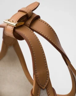 Mujer Prada PRADA SUMMER BAGS|BOLSOS DE HOMBRO^Minibolso De Mezcla De Lino Y Piel Con Hebilla