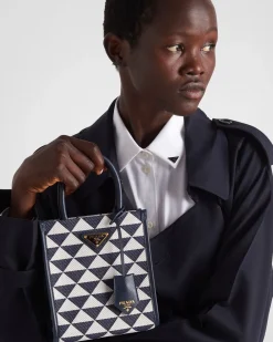 Mujer Prada BOLSOS CON ASA SUPERIOR|BOLSOS CON ASA SUPERIOR^Minibolso Symbole De Tela Bordada