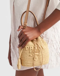 Mujer Prada PRADA SUMMER BAGS|BOLSOS DE HOMBRO^Minibolso Saco De Croché Y Piel
