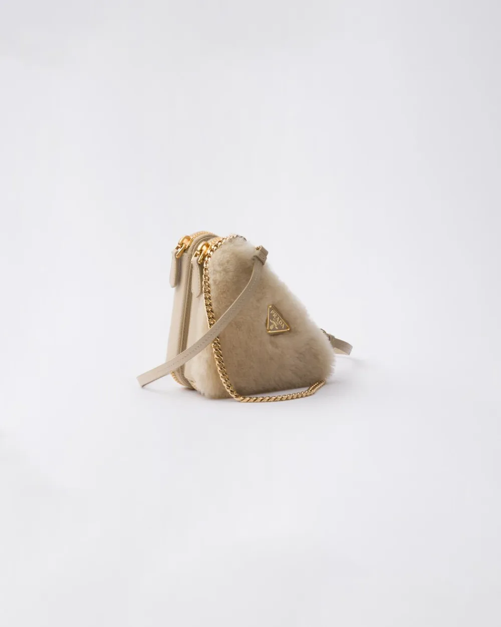 Mujer Prada MINIBOLSOS|MINIBOLSOS^Minipouch Triangular De Borreguillo Y Piel Saffiano