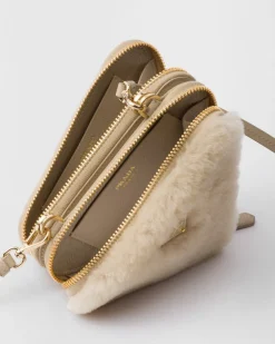 Mujer Prada MINIBOLSOS|MINIBOLSOS^Minipouch Triangular De Borreguillo Y Piel Saffiano
