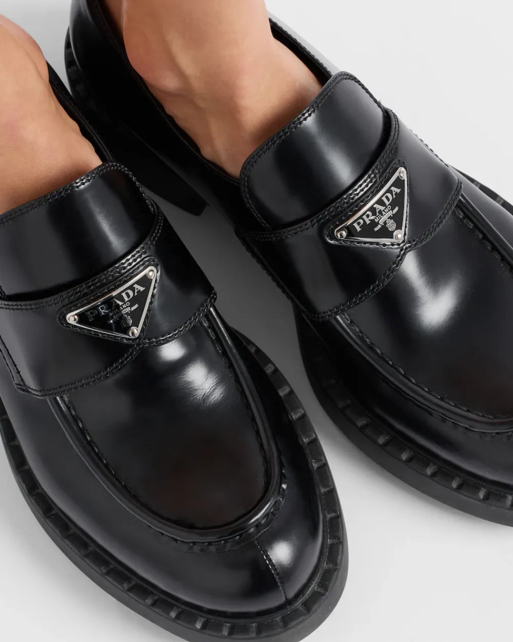 Mujer Prada MOCASINES^Mocasines Chocolate De Piel Cepillada