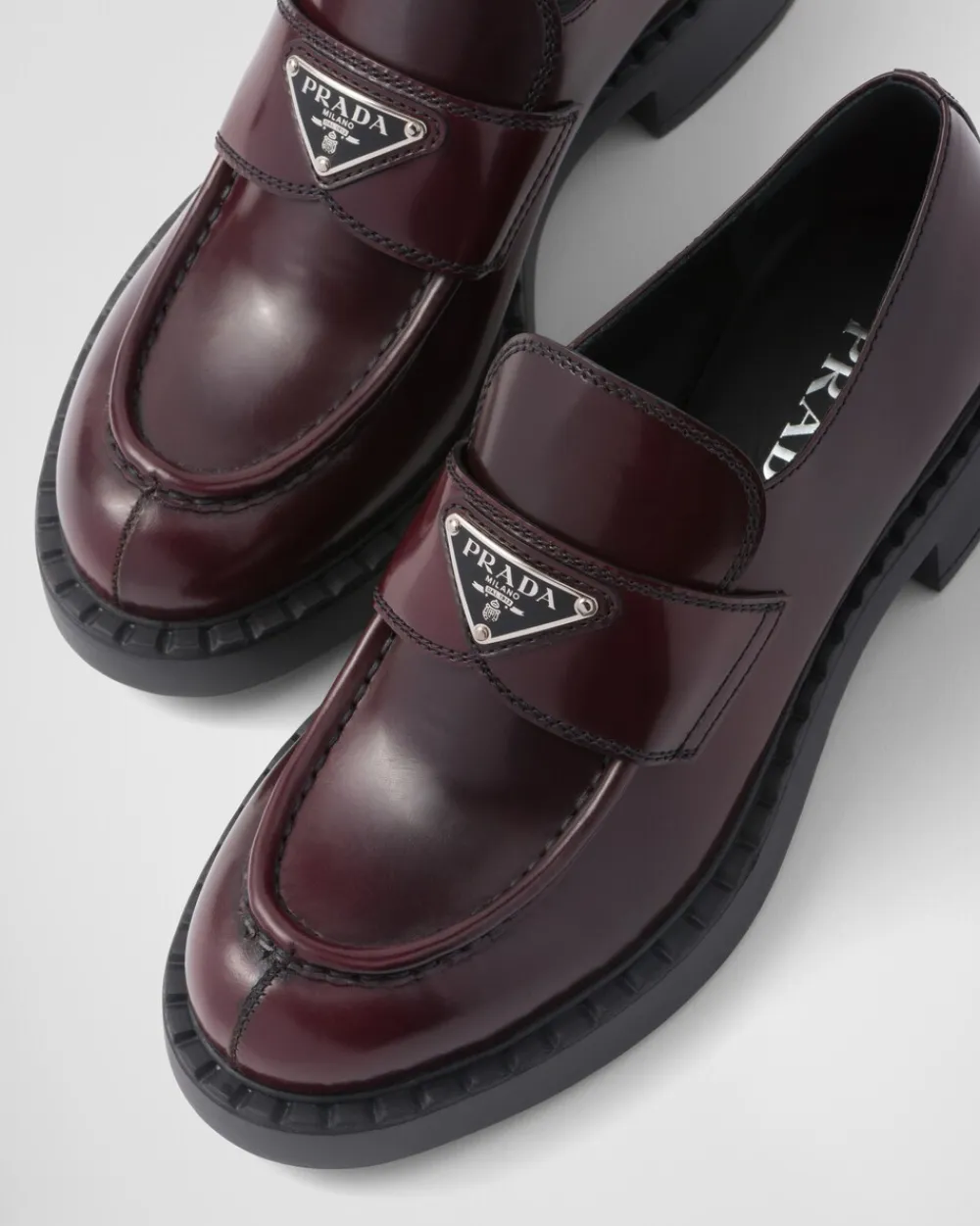 Mujer Prada MOCASINES^Mocasines Chocolate De Piel Cepillada