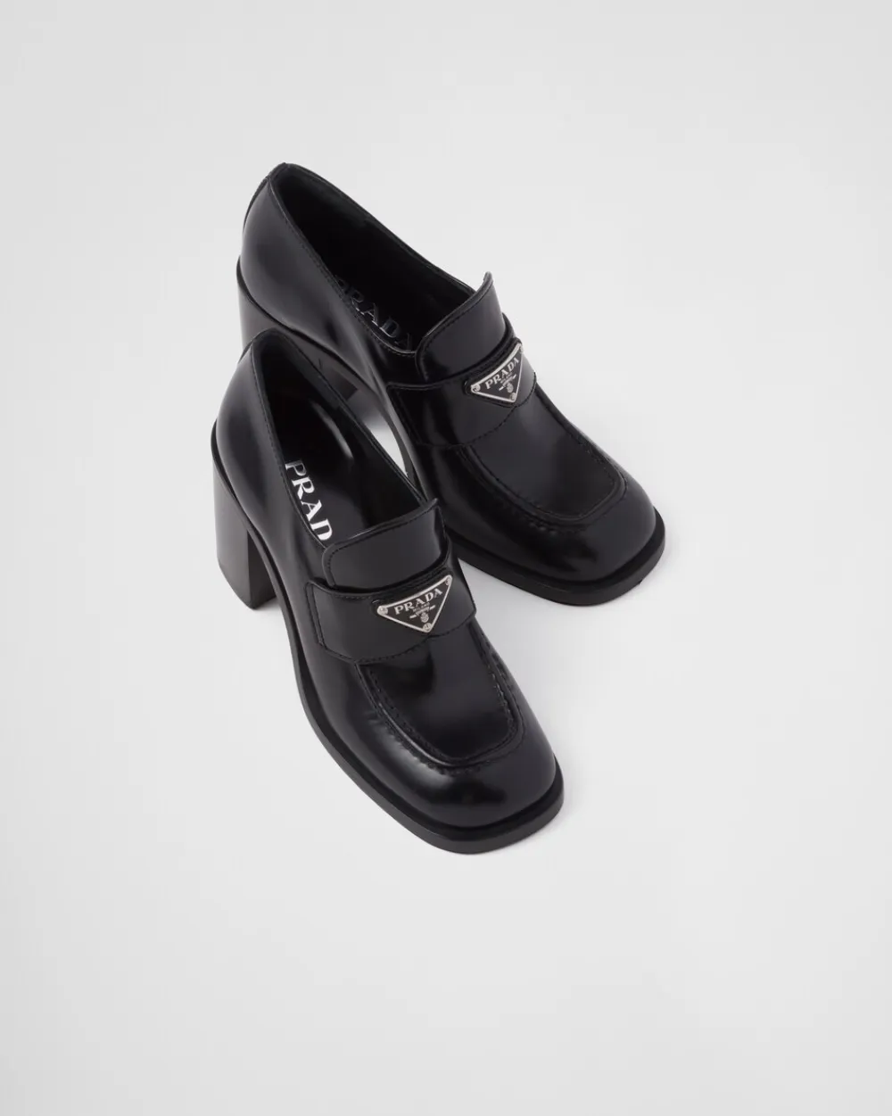 Mujer Prada MOCASINES^Mocasines De Tacón De Piel Cepillada