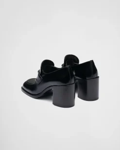 Mujer Prada MOCASINES^Mocasines De Tacón De Piel Cepillada