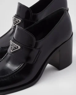 Mujer Prada MOCASINES^Mocasines De Tacón De Piel Cepillada