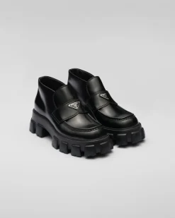 Hombre Prada BOTAS^Mocasines Monolith De Charol Con Plataforma