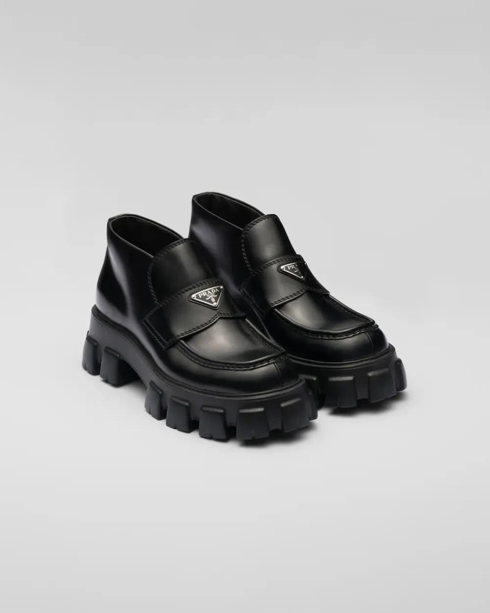 Hombre Prada BOTAS^Mocasines Monolith De Charol Con Plataforma