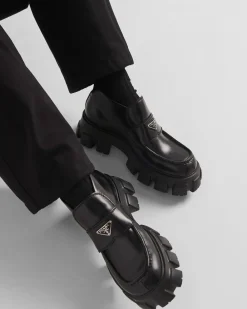 Hombre Prada BOTAS^Mocasines Monolith De Charol Con Plataforma