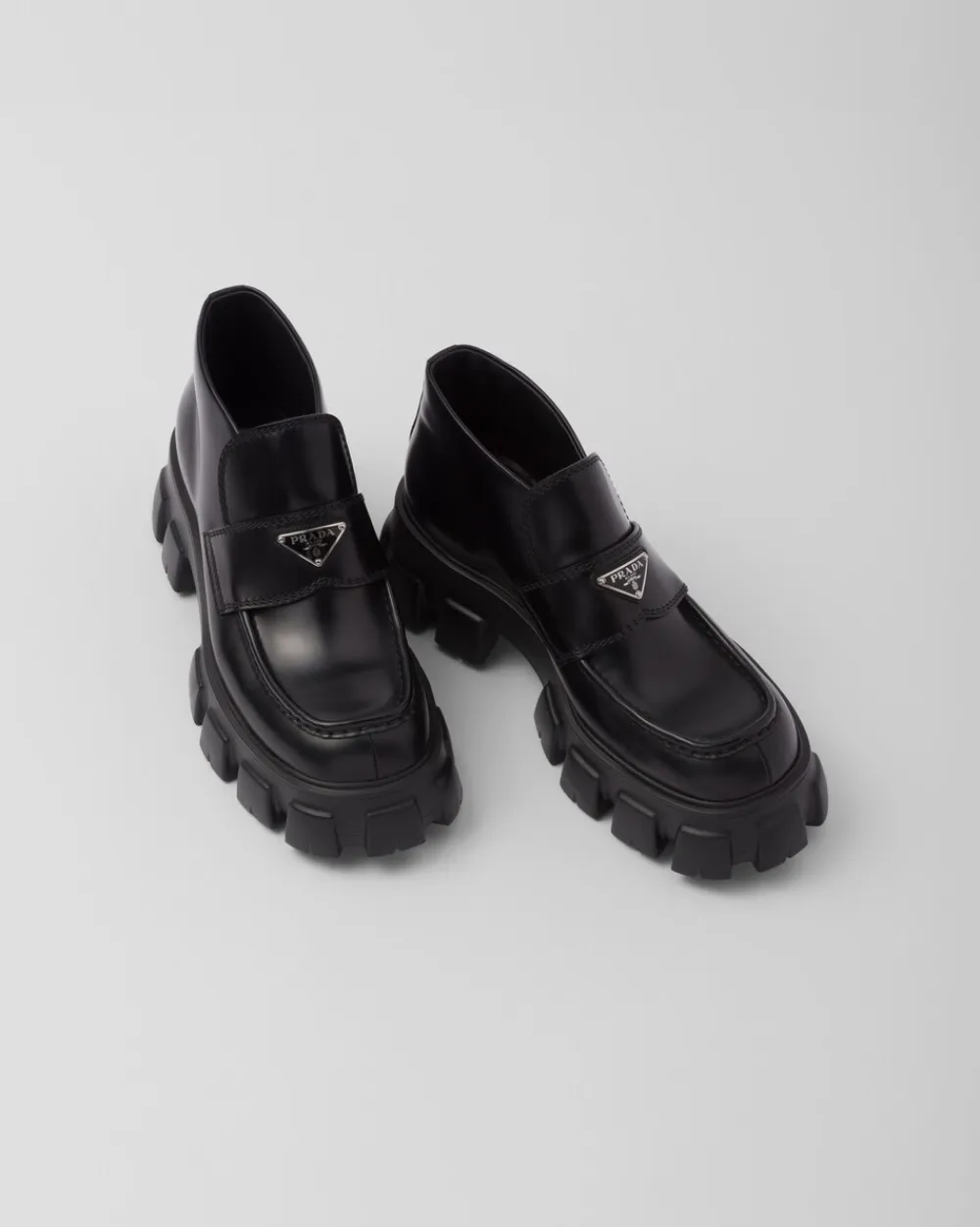 Hombre Prada BOTAS^Mocasines Monolith De Charol Con Plataforma