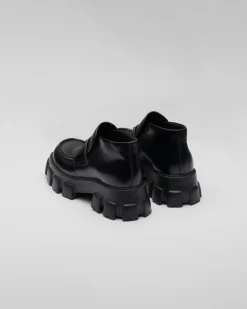 Hombre Prada BOTAS^Mocasines Monolith De Charol Con Plataforma
