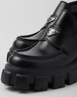 Hombre Prada BOTAS^Mocasines Monolith De Charol Con Plataforma