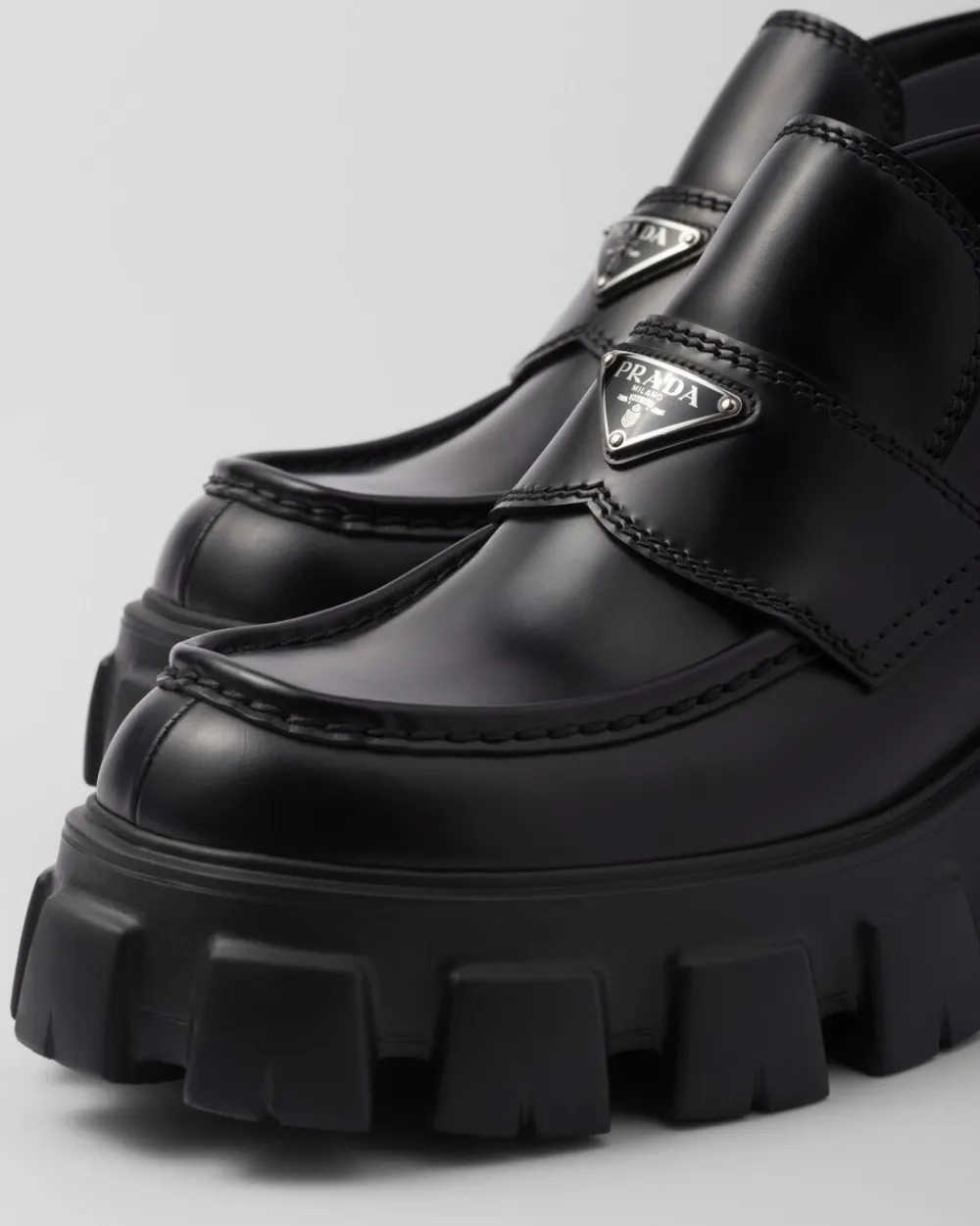 Hombre Prada BOTAS^Mocasines Monolith De Charol Con Plataforma
