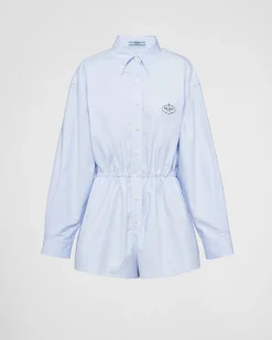 Mujer Prada MONOS^Mono De Algodón Oxford Bordado