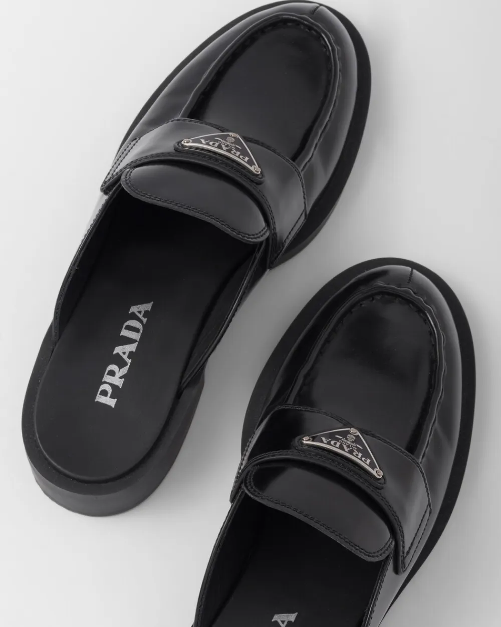 Mujer Prada MOCASINES^Mules Chocolate De Piel Cepillada