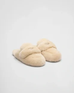 Mujer Prada PANTUFLAS Y CHINELAS^Mules De Borreguillo