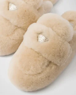 Mujer Prada PANTUFLAS Y CHINELAS^Mules De Borreguillo