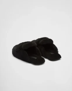 Mujer Prada PANTUFLAS Y CHINELAS^Mules De Borreguillo