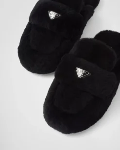 Mujer Prada PANTUFLAS Y CHINELAS^Mules De Borreguillo