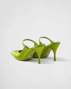 Mujer Prada PANTUFLAS Y CHINELAS^Mules De Tacón De Satén