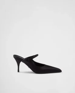 Mujer Prada PANTUFLAS Y CHINELAS^Mules De Tacón De Satén