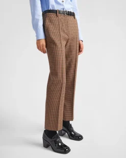 Mujer Prada PANTALONES LARGOS Y CORTOS^Pantalones A Cuadros Pata De Gallo