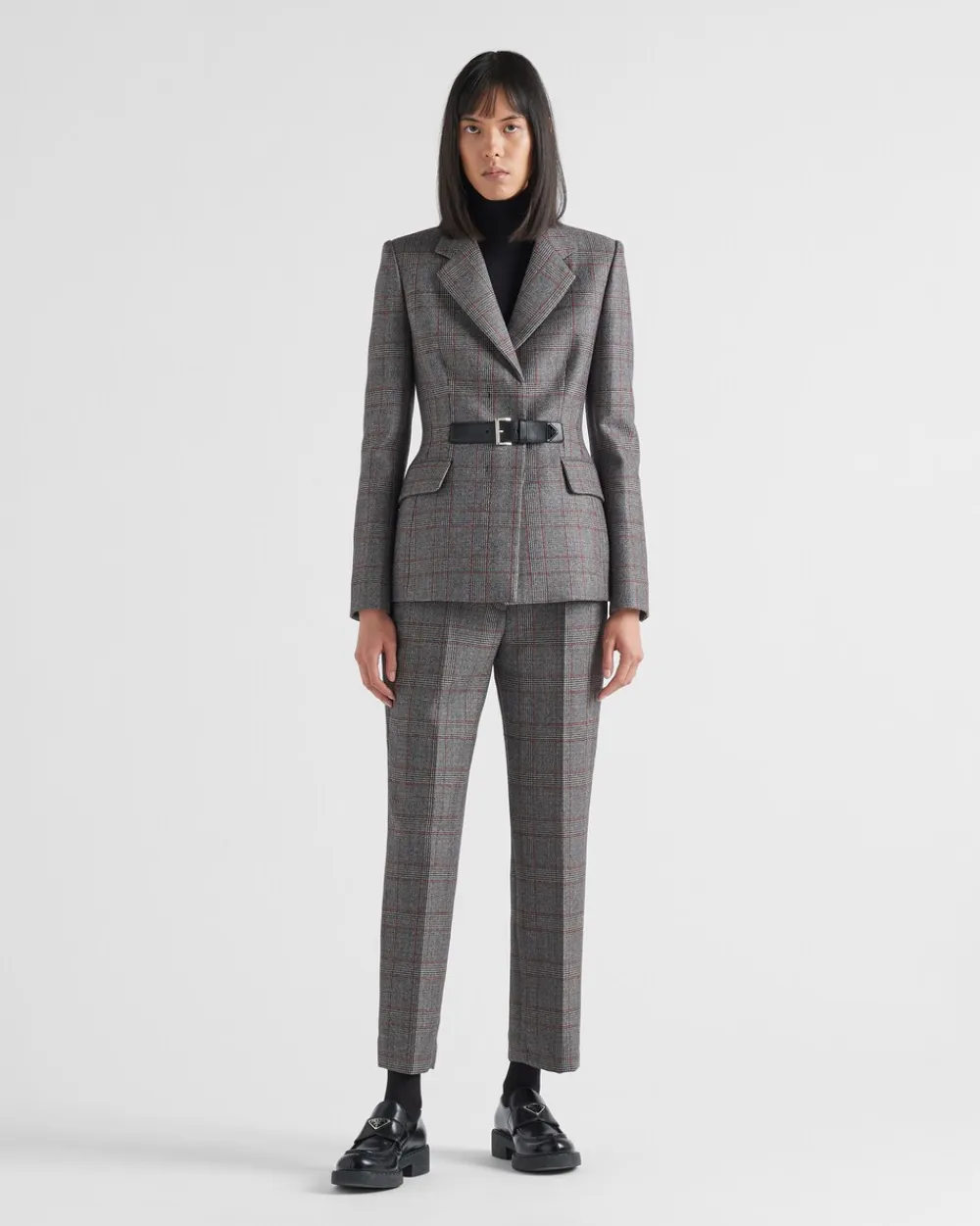 Mujer Prada PANTALONES LARGOS Y CORTOS^Pantalones A Cuadros Príncipe De Gales