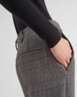 Mujer Prada PANTALONES LARGOS Y CORTOS^Pantalones A Cuadros Príncipe De Gales